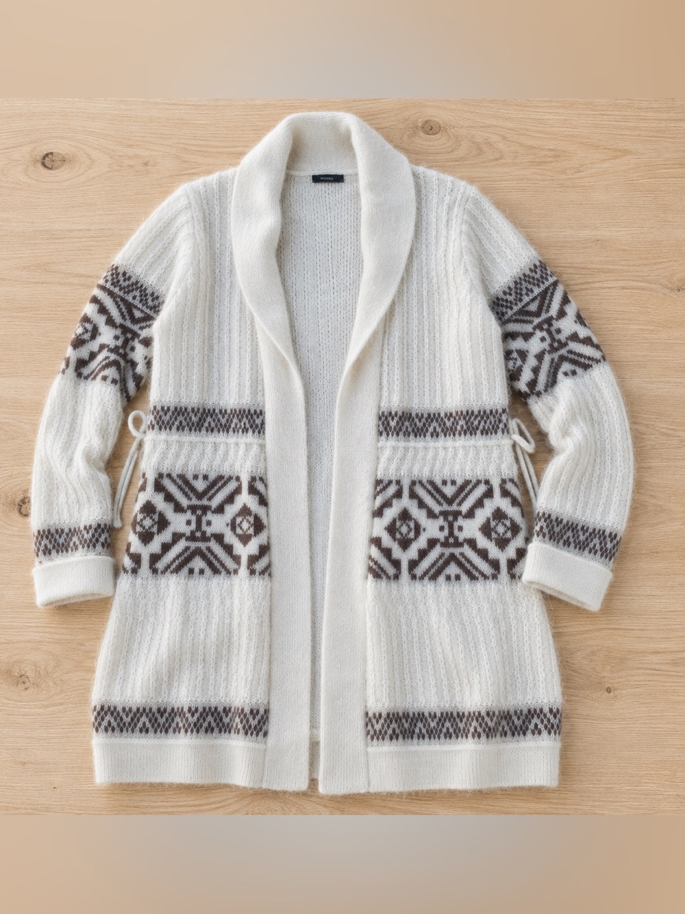 Moda International womens cream cardigan shawl collar L mohair VS